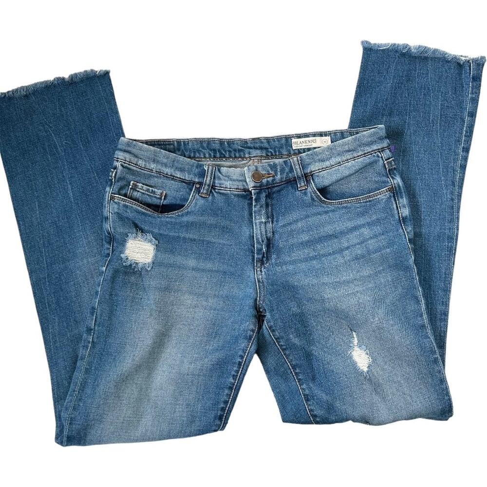 EUC Blank NYC Mid Rise Distressed Straight Leg Denim  Jeans Size 30
